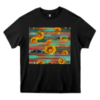 Black sunflower serape wood and cowhide Heavy Core Tee - Artiststas