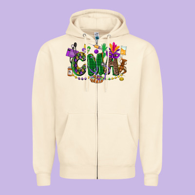 Cma Mardi Gras Cowgirl Zipper Hoodie Designed By Cowgirlartshop