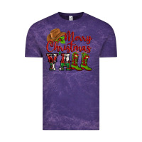 Cloud Purple Merry Christmas Y'all Cowboy Vintage Tee - MaliasSmallBusiness