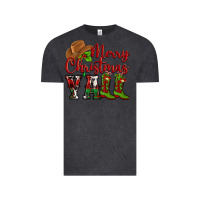 Vintage Black Merry Christmas Y'all Cowboy Vintage Tee - MaliasSmallBusiness