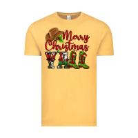 Vintage Mustard Merry Christmas Y'all Cowboy Vintage Tee - MaliasSmallBusiness