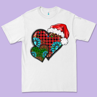 Christmas Heart Gemstones Leopard Premium Tee Designed By Barkaloodesign