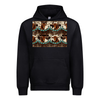 Black Longhorn Cow Pattern Urban Hoodie - CowhideDigitalArt