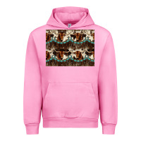 Fuchsia Pink Longhorn Cow Pattern Urban Hoodie - CowhideDigitalArt