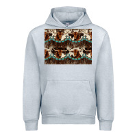 Heather Grey Longhorn Cow Pattern Urban Hoodie - CowhideDigitalArt