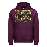 Mauve Wine Longhorn Cow Pattern Urban Hoodie - CowhideDigitalArt