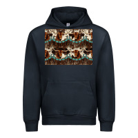 Navy Longhorn Cow Pattern Urban Hoodie - CowhideDigitalArt