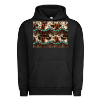 Pigment Black Longhorn Cow Pattern Urban Hoodie - CowhideDigitalArt