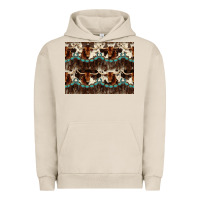 Pigment French Oak Longhorn Cow Pattern Urban Hoodie - CowhideDigitalArt