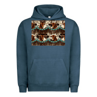 Pigment Midnight Navy Longhorn Cow Pattern Urban Hoodie - CowhideDigitalArt