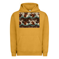 Pigment Peanut Butter Longhorn Cow Pattern Urban Hoodie - CowhideDigitalArt