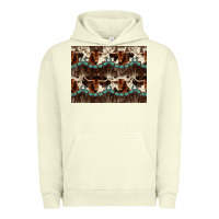 Pigment Pistachio Longhorn Cow Pattern Urban Hoodie - CowhideDigitalArt