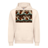 Sandshell Longhorn Cow Pattern Urban Hoodie - CowhideDigitalArt