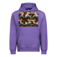 Tulip Longhorn Cow Pattern Urban Hoodie - CowhideDigitalArt