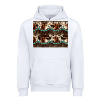 White Longhorn Cow Pattern Urban Hoodie - CowhideDigitalArt