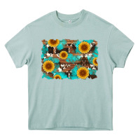 Arona sunflower and cowhides with wood and turquoise background Heavy Core Tee - Artiststas