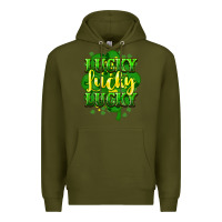 Army Green lucky lucky lucky clover St. Patrick's Premium Hoodie - HowdyJamesFarm
