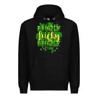 Black lucky lucky lucky clover St. Patrick's Premium Hoodie - HowdyJamesFarm