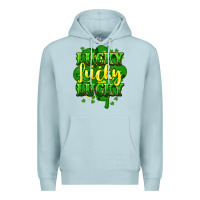 Blue Mist lucky lucky lucky clover St. Patrick's Premium Hoodie - HowdyJamesFarm