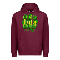 Burgundy lucky lucky lucky clover St. Patrick's Premium Hoodie - HowdyJamesFarm
