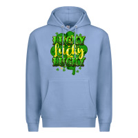 Colony Blue lucky lucky lucky clover St. Patrick's Premium Hoodie - HowdyJamesFarm