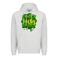 Dove Grey lucky lucky lucky clover St. Patrick's Premium Hoodie - HowdyJamesFarm