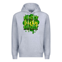 Heather Grey lucky lucky lucky clover St. Patrick's Premium Hoodie - HowdyJamesFarm