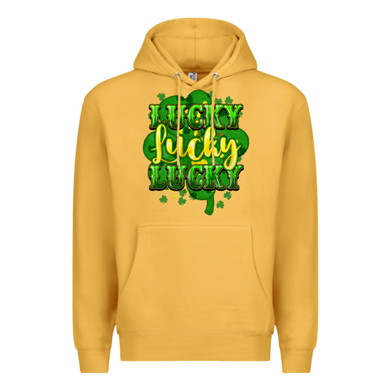 Lucky Lucky Lucky Clover St. Patrick's Premium Hoodie by HowdyJamesFarm | Teevron
