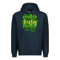 Navy lucky lucky lucky clover St. Patrick's Premium Hoodie - HowdyJamesFarm