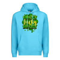 Ocean Blue lucky lucky lucky clover St. Patrick's Premium Hoodie - HowdyJamesFarm