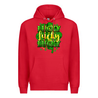 Red lucky lucky lucky clover St. Patrick's Premium Hoodie - HowdyJamesFarm