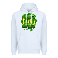 White lucky lucky lucky clover St. Patrick's Premium Hoodie - HowdyJamesFarm