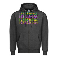 Charcoal Heather louisiana mardi gras Zipper Hoodie - CowGirlArtShop