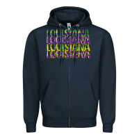 Navy louisiana mardi gras Zipper Hoodie - CowGirlArtShop