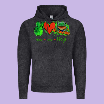 Peace Love Frogs Vintage Hoodie Designed By Jasminsmagicworld