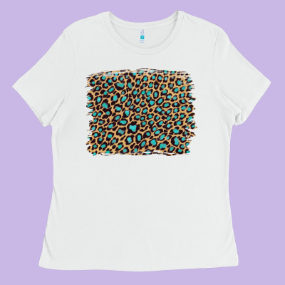 Leopard With Turquoise Glitter Ladies Tee Designed By Artiststas