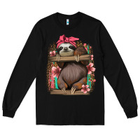 Black cute floral baby sloth Long Sleeve Tee - Jasminsmagicworld