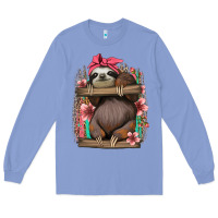 Colony Blue cute floral baby sloth Long Sleeve Tee - Jasminsmagicworld