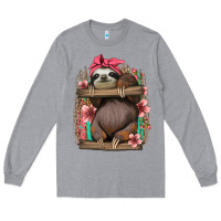 Heather Grey cute floral baby sloth Long Sleeve Tee - Jasminsmagicworld