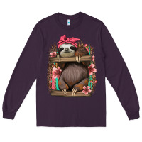 Plum cute floral baby sloth Long Sleeve Tee - Jasminsmagicworld