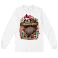 White cute floral baby sloth Long Sleeve Tee - Jasminsmagicworld