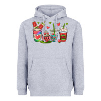 Heather Grey watermelon summer coffee cups Heavyweight Hoodie - OliviaCreatesArt