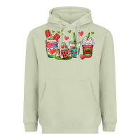Matcha watermelon summer coffee cups Heavyweight Hoodie - OliviaCreatesArt