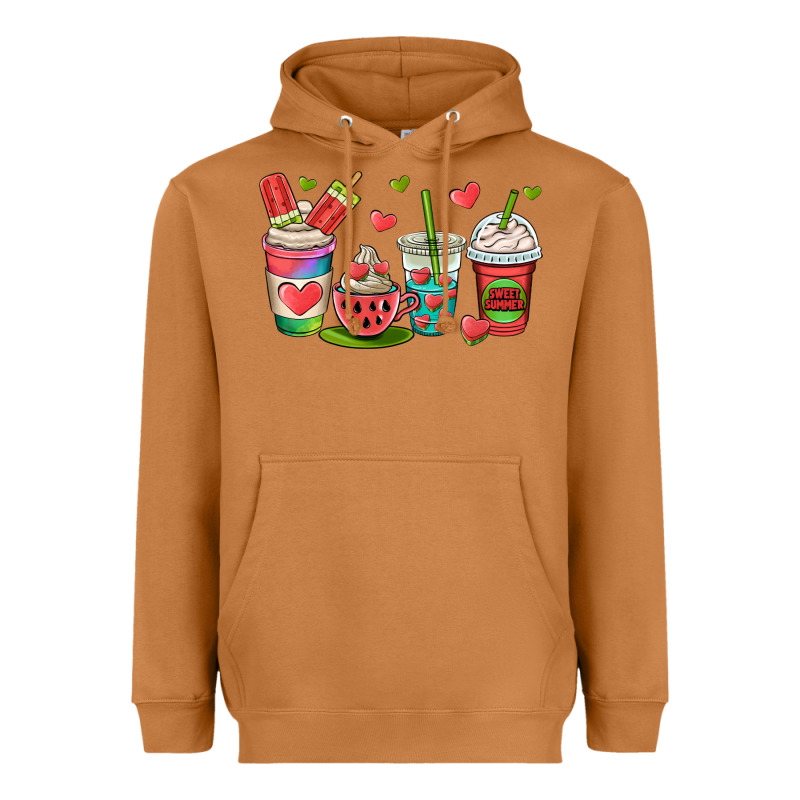 Watermelon Summer Coffee Cups Heavyweight Hoodie by OliviaCreatesArt | Teevron