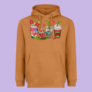 Watermelon Summer Coffee Cups Heavyweight Hoodie Designed By Oliviacreatesart
