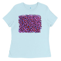 Baby Blue lilac leopard with red glitter Ladies Tee - Artiststas