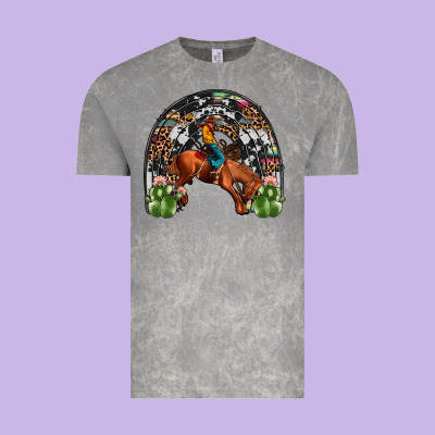 Rodeo Cowboy Rainbow Vintage Tee Designed By Jahusdesignshop