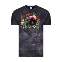 Cloud Black Merry Christmas Monster Truck Vintage Tee - MaliasSmallBusiness