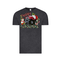 Vintage Black Merry Christmas Monster Truck Vintage Tee - MaliasSmallBusiness