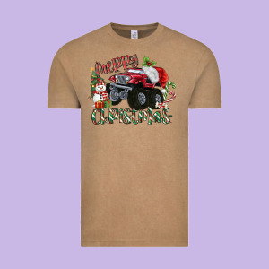 Merry Christmas Monster Truck Vintage Tee Designed By Maliassmallbusiness
